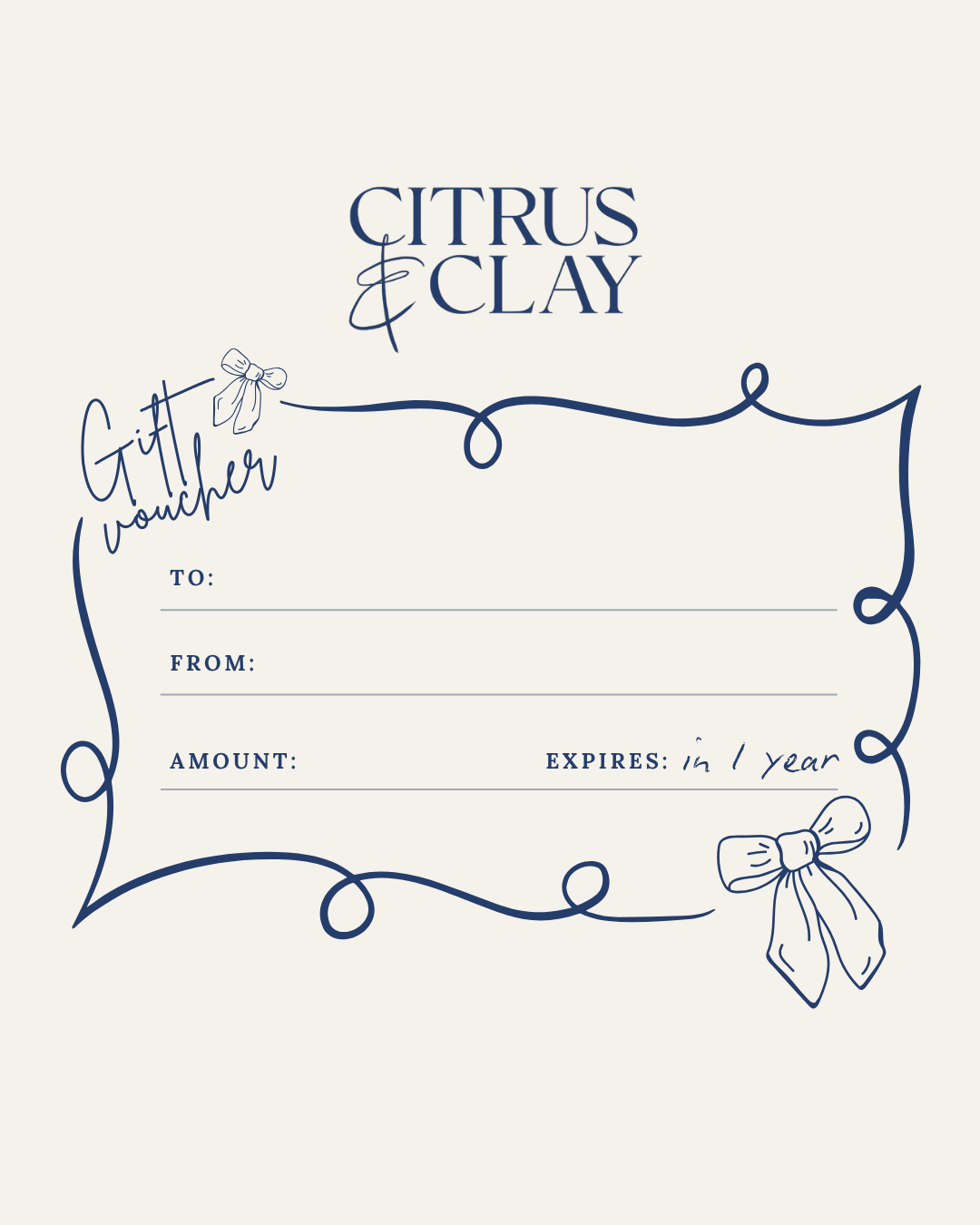 Citrus & Clay Blank Digital Gift Voucher