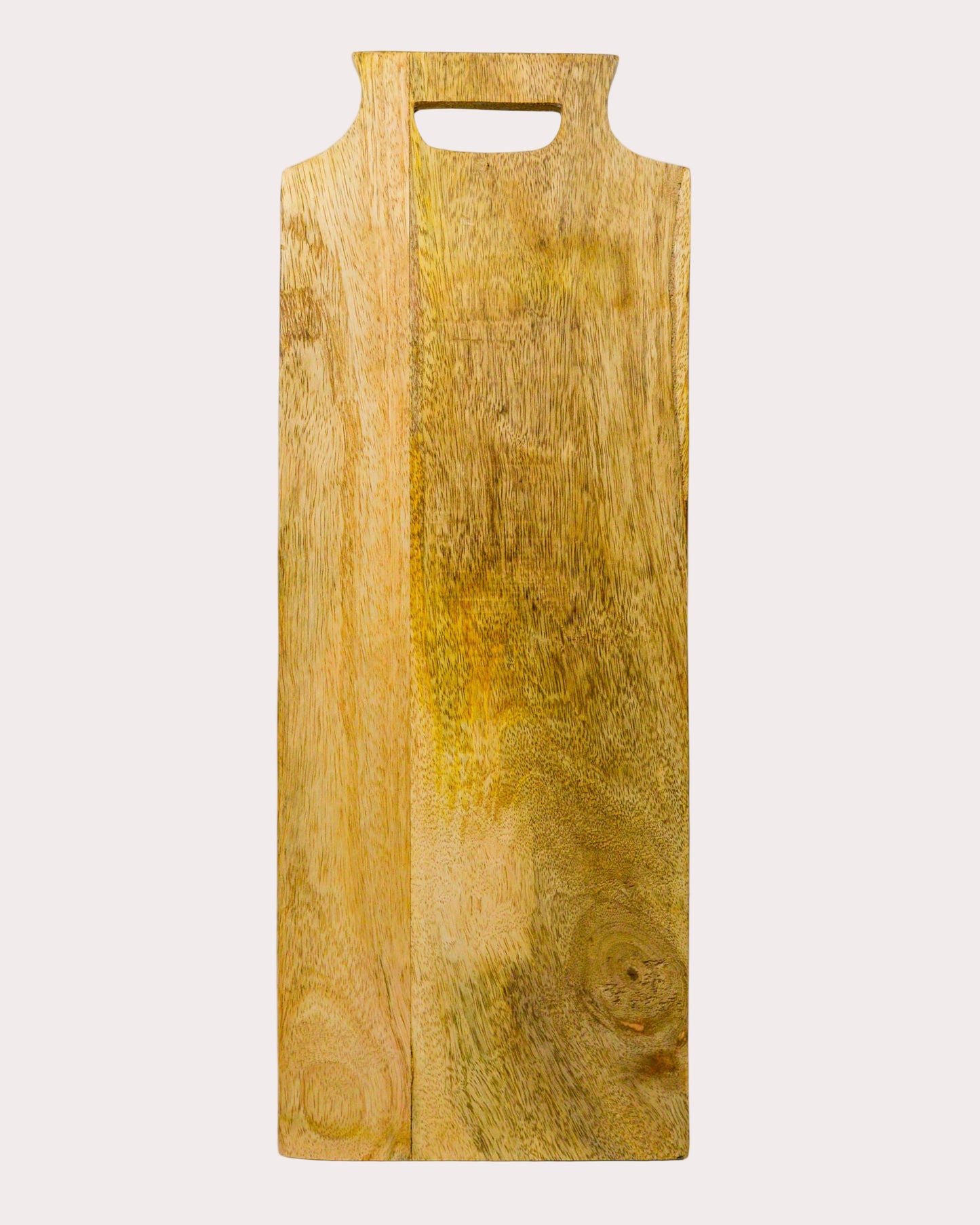 Wooden grazing board with handle on a white background