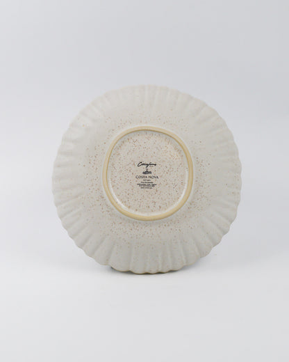 Ceramic pasta bowl textured glaze on a white background