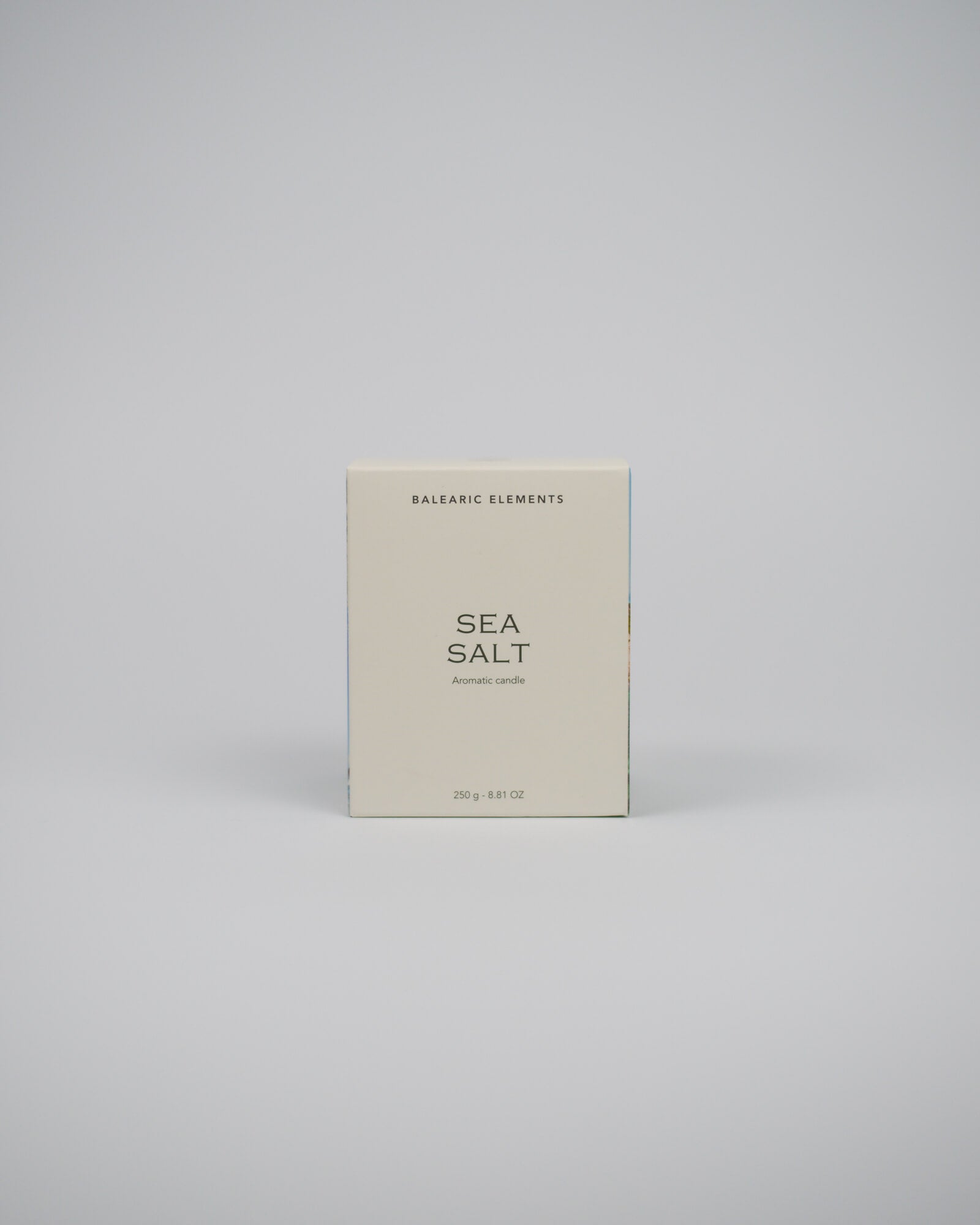 Box for sea salt candle on a white background